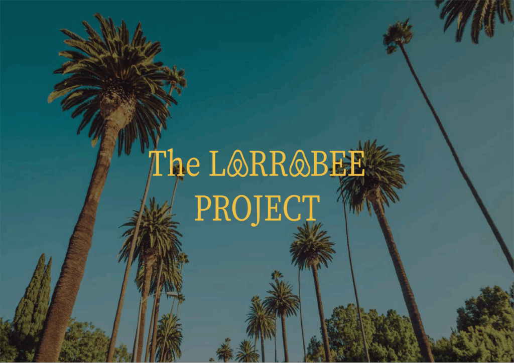 The Larrabee Project, custom logo overlaid on top of California palm trees.